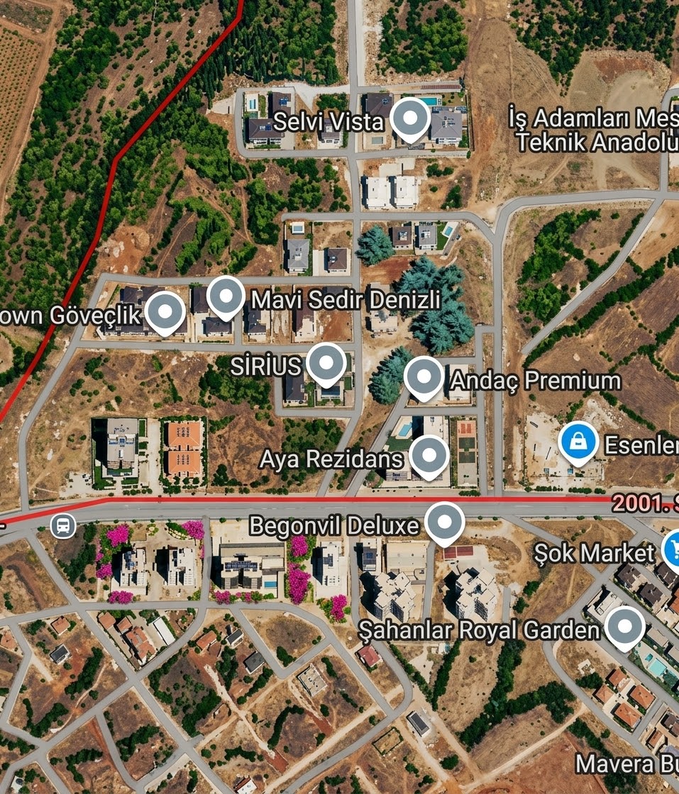 DENİZLİ ÇAKMAK MAHALLESİN'DE 2600 M2 B+5 PROJE ARSASI